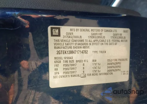 2007 GMC Sierra 1500 Sle2 z USA, uszkodzony, nr VIN 2GTEK13M471714782